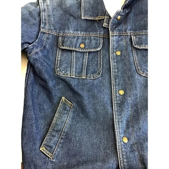 Vintage London Fog Size Small (16) Blue Denim Jean Turbo Jacket - Picture 12 of 14